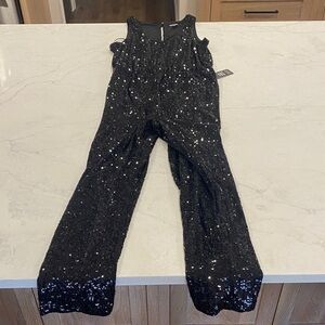Express Black Sequin Straight Leg Jumpsuit
